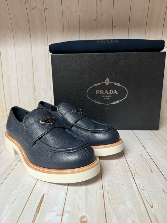 Prada Other - Prada Triangle-Logo Leather Loafers Navy Blue Sz 7.5UK / 8.5US